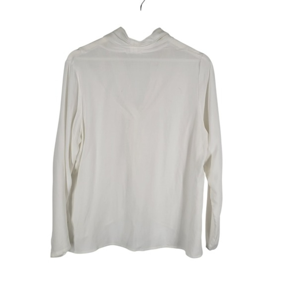 LNA White Long‎ Sleeve Twisted Drape Front Blouse Top Women M Minimal Quiet Lux - Picture 2 of 6